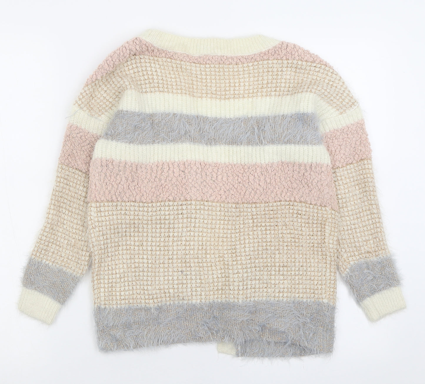 TU Girls Multicoloured V-Neck Striped Polyamide Cardigan Jumper Size 10 Years  Pullover