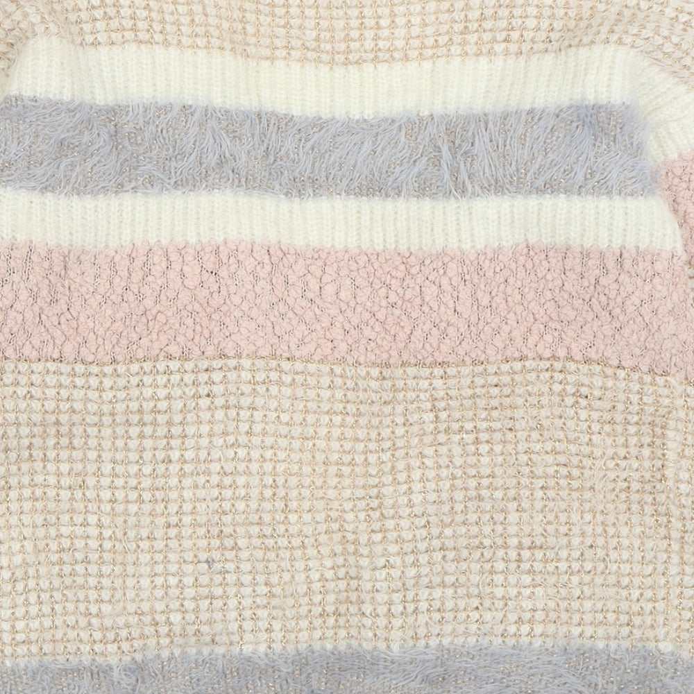 TU Girls Multicoloured V-Neck Striped Polyamide Cardigan Jumper Size 10 Years  Pullover