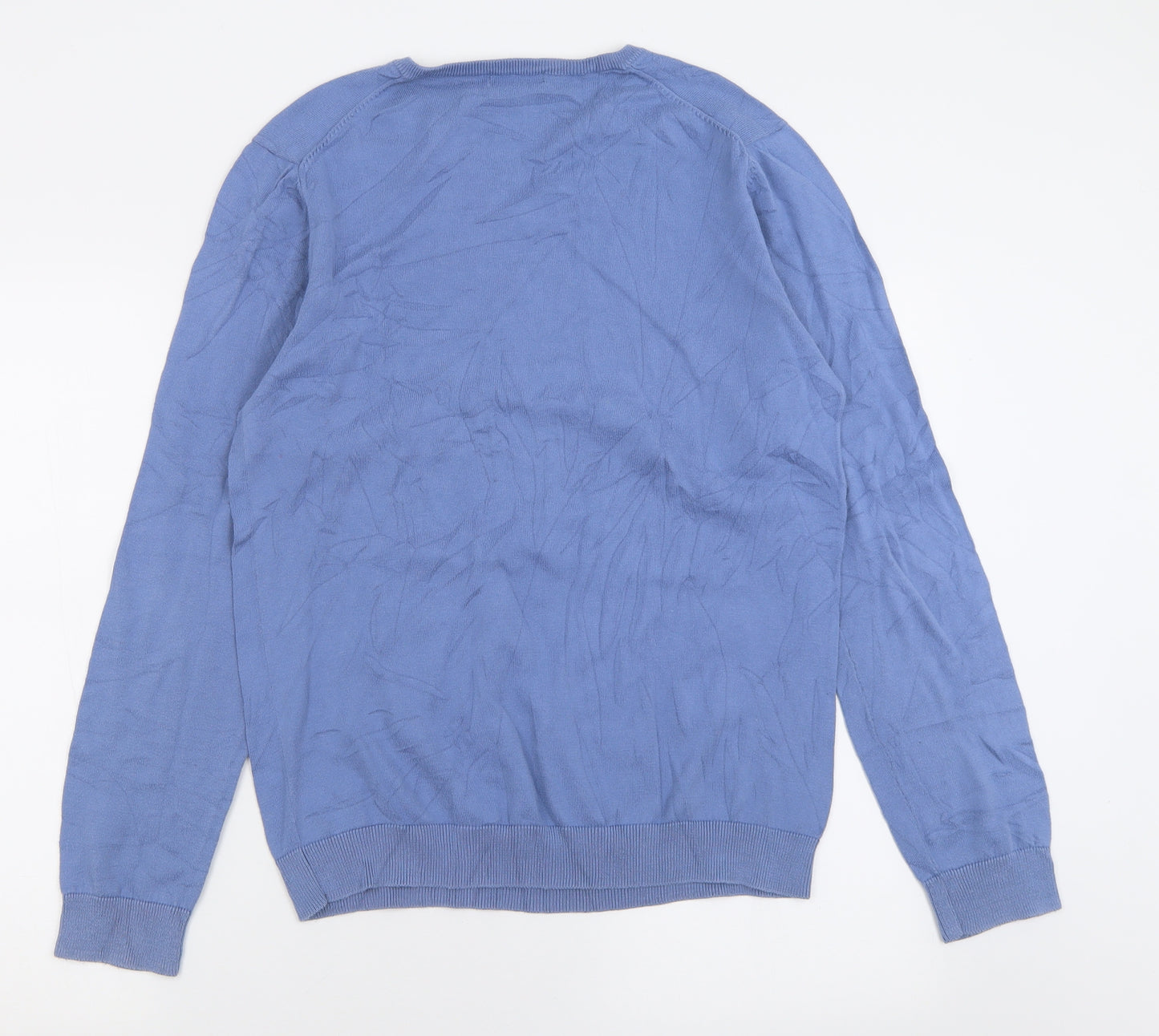 Gap Mens Blue V-Neck  Cotton Pullover Jumper Size L