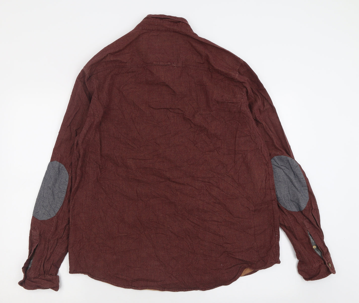 River Island Mens Brown  Cotton  Button-Up Size L Collared Button
