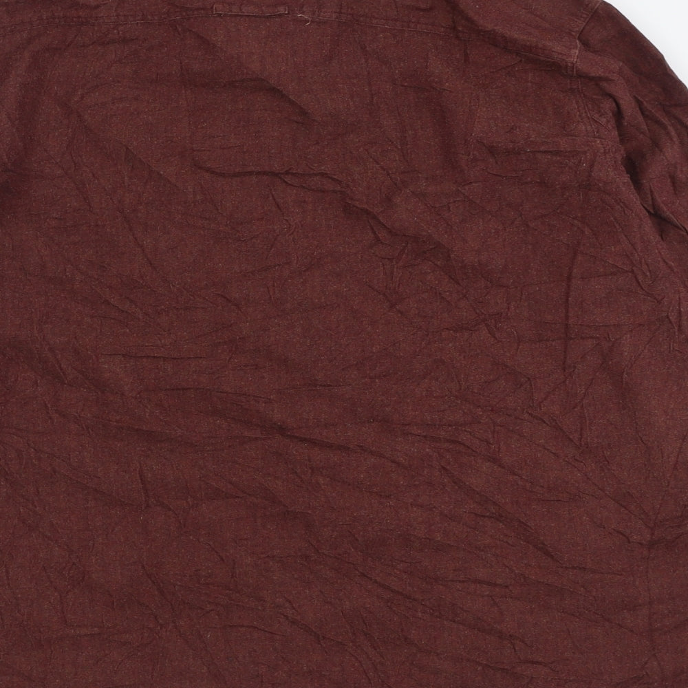 River Island Mens Brown  Cotton  Button-Up Size L Collared Button