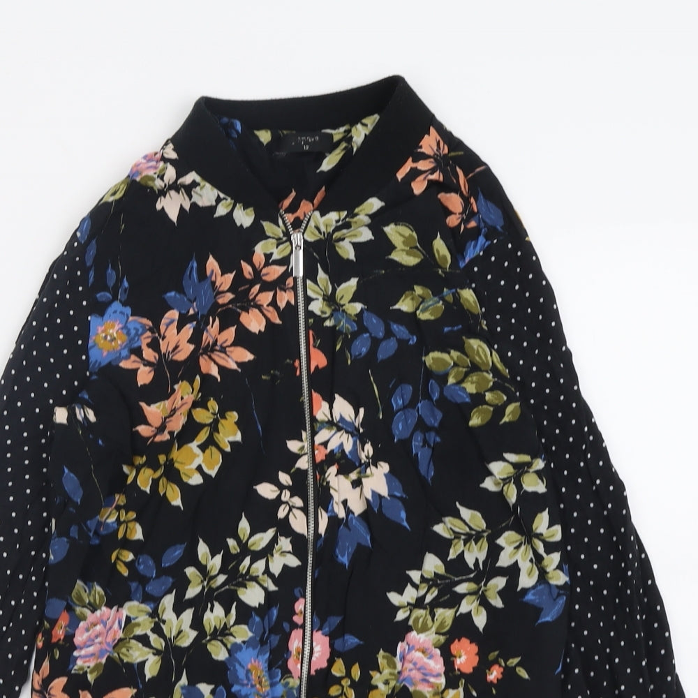 Papaya Womens Black Floral  Jacket  Size 12  Zip
