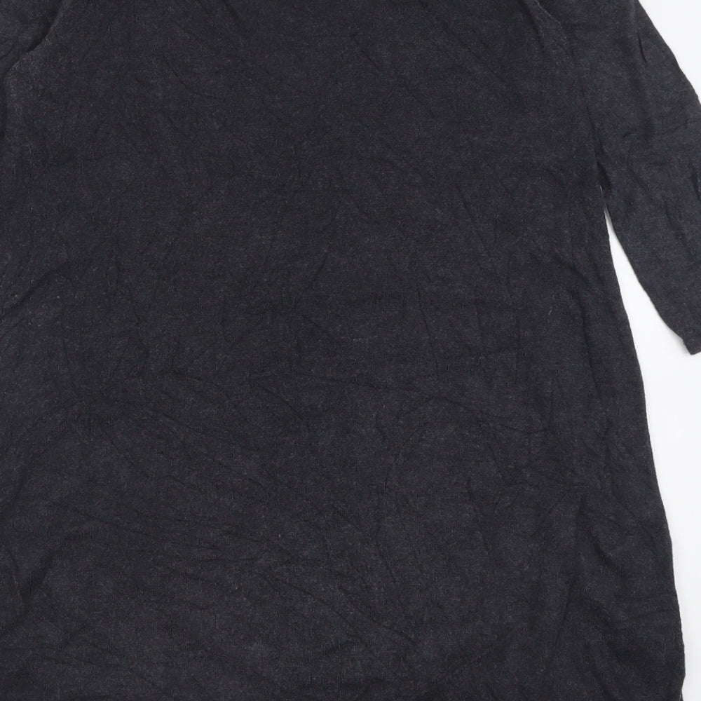 Monsoon Womens Grey  Acrylic Jumper Dress  Size 12  Roll Neck Tie