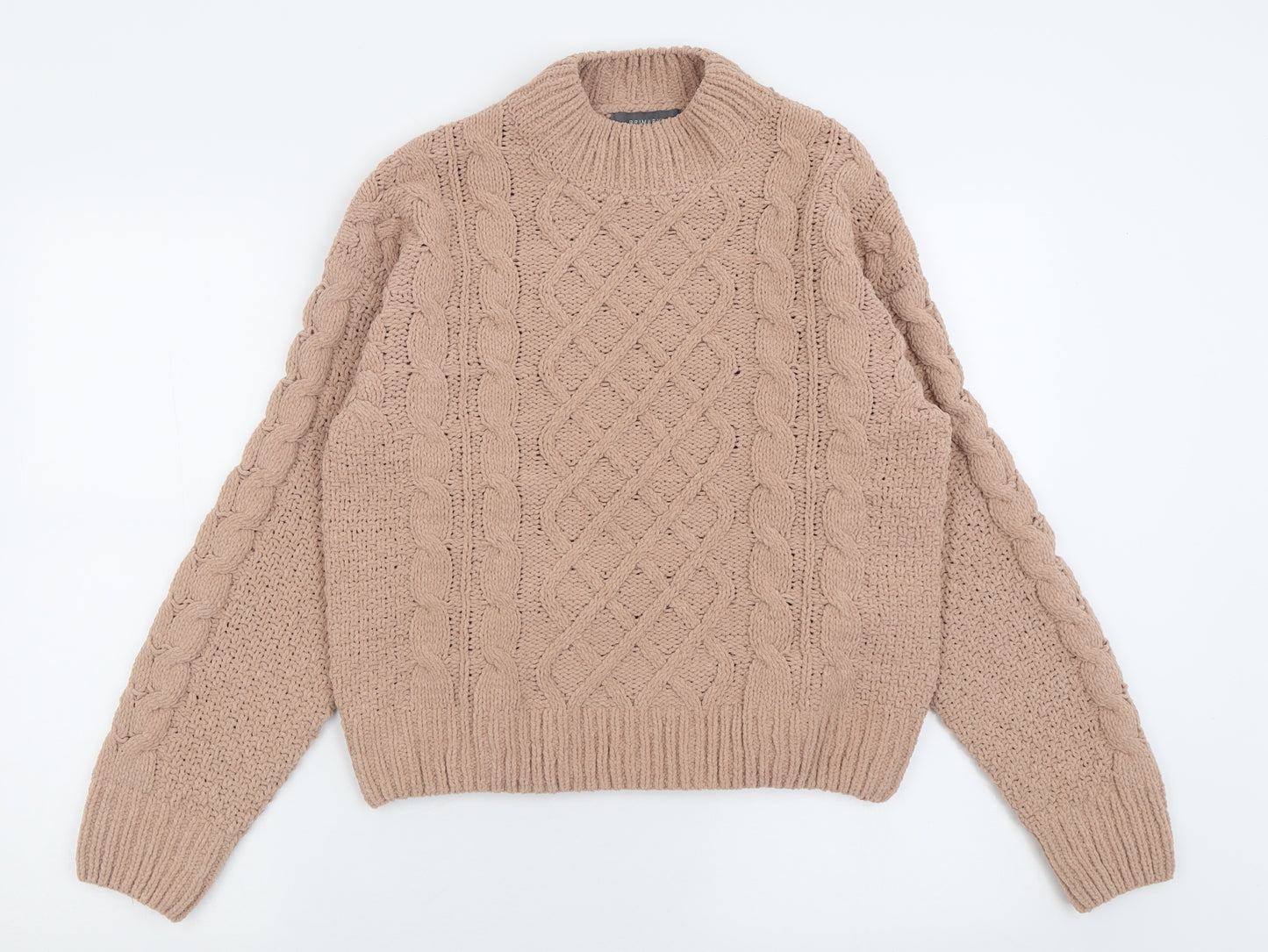 Primark Womens Beige High Neck  Polyester Pullover Jumper Size S