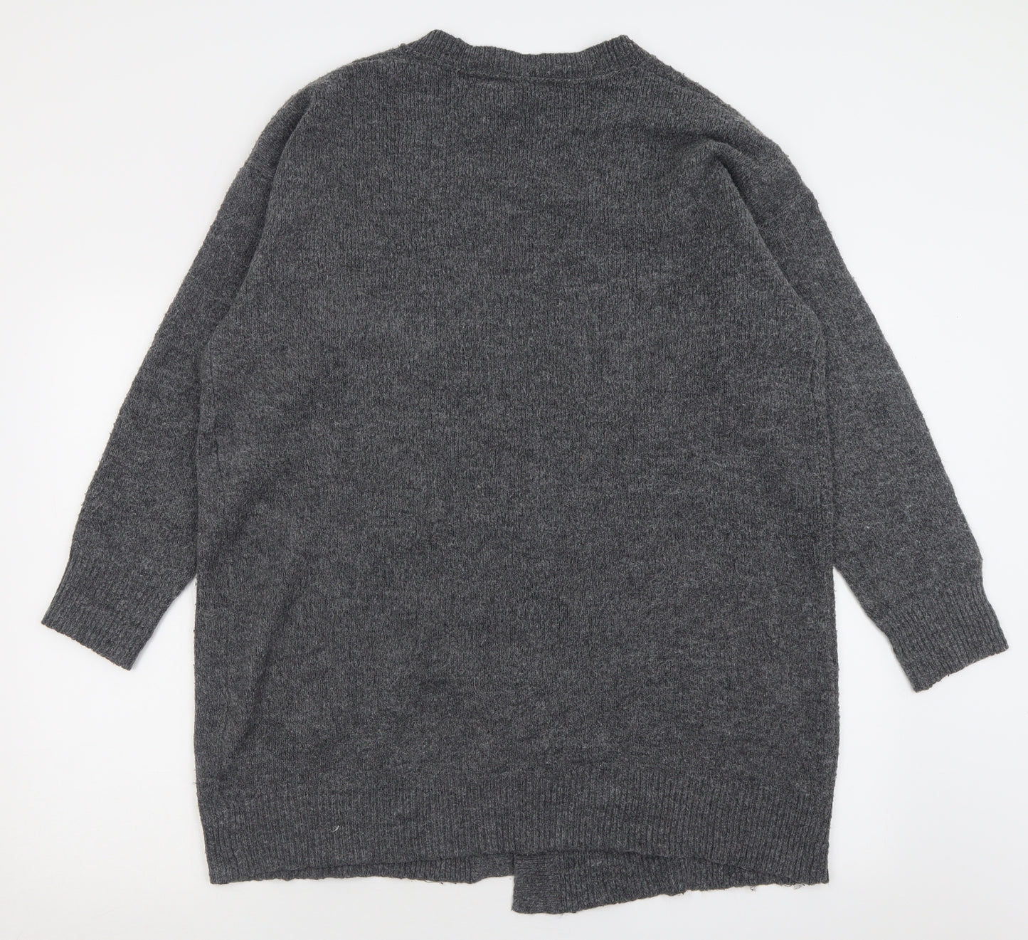 F&F Womens Grey V-Neck  Acrylic Cardigan Jumper Size 16