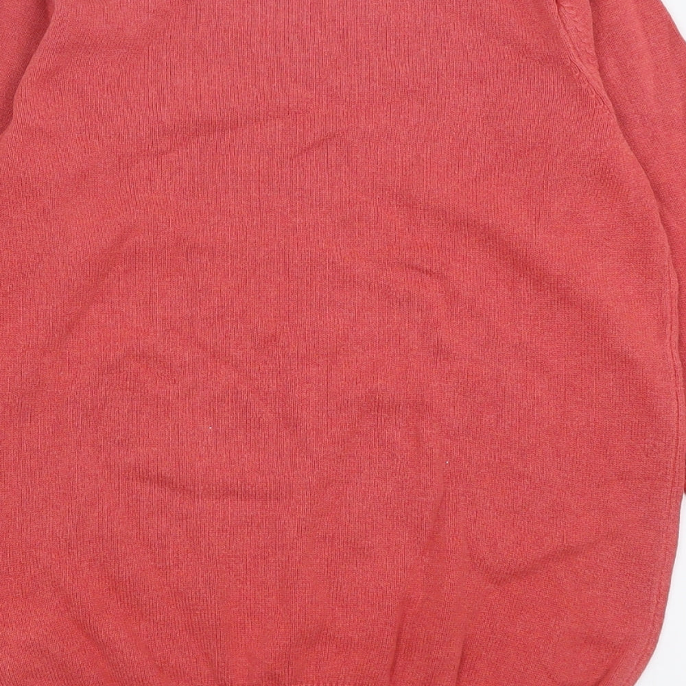 Marks and Spencer Mens Red V-Neck  Cotton Pullover Jumper Size S