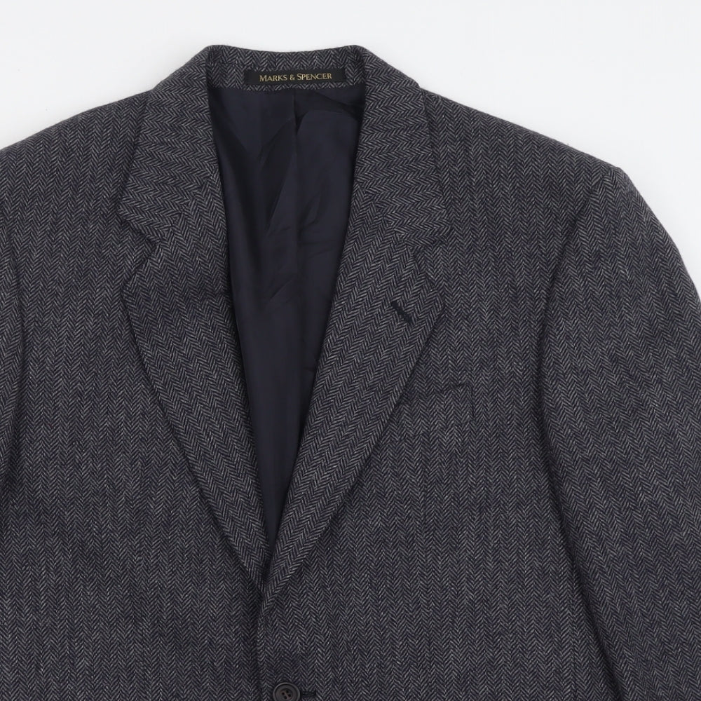 Marks and Spencer Mens Blue  Wool Jacket Suit Jacket Size 38