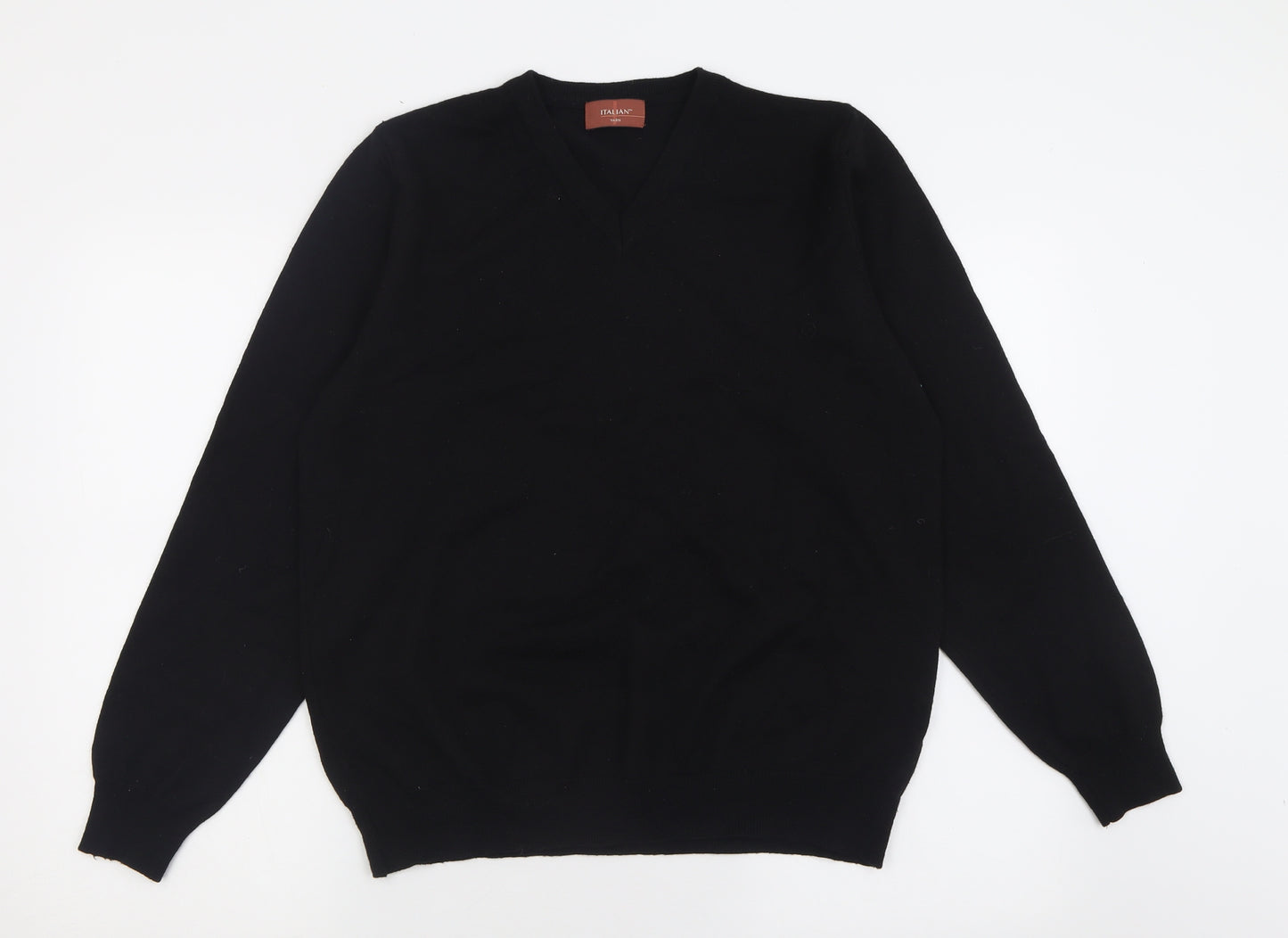 Marks and Spencer Mens Black V-Neck  Acrylic Pullover Jumper Size L