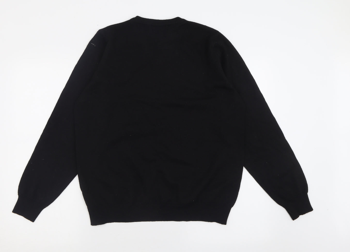 Marks and Spencer Mens Black V-Neck  Acrylic Pullover Jumper Size L