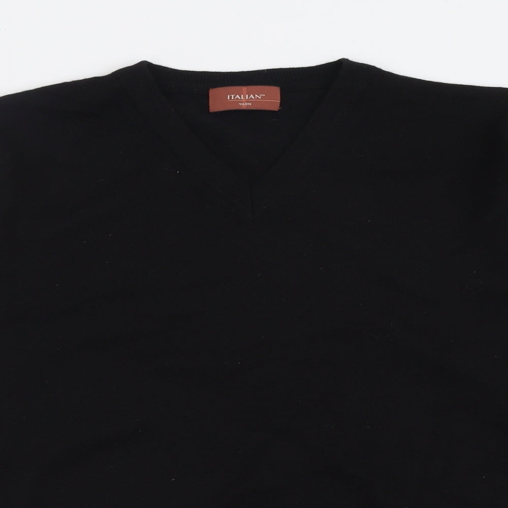 Marks and Spencer Mens Black V-Neck  Acrylic Pullover Jumper Size L