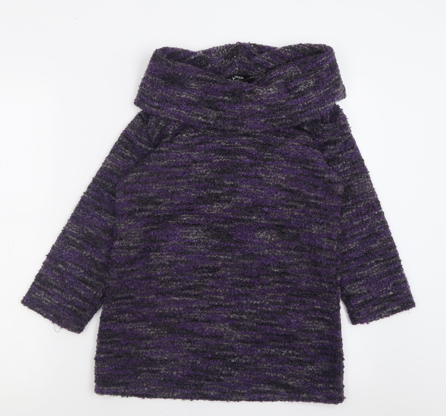 Klass Womens Purple Roll Neck  Acrylic Pullover Jumper Size S
