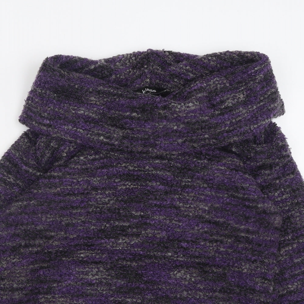 Klass Womens Purple Roll Neck  Acrylic Pullover Jumper Size S