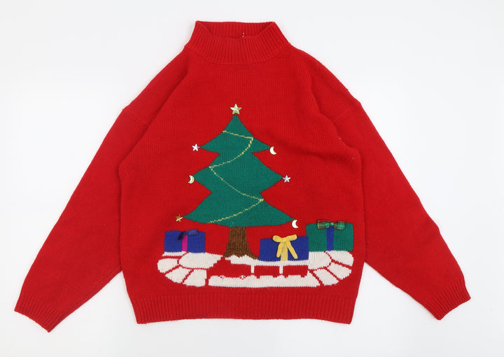Fashion Force Mens Red High Neck Acrylic Pullover Jumper Size M - Christmas Jumper