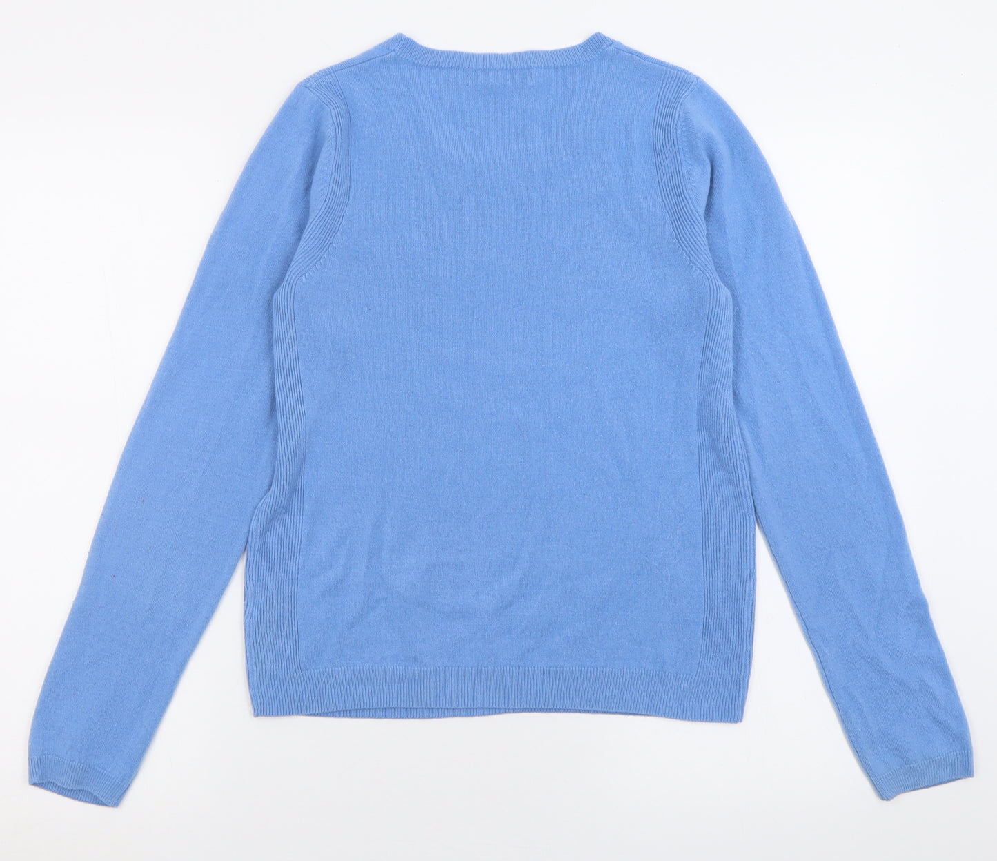 Marks and Spencer Womens Blue Crew Neck  Acrylic Pullover Jumper Size 8