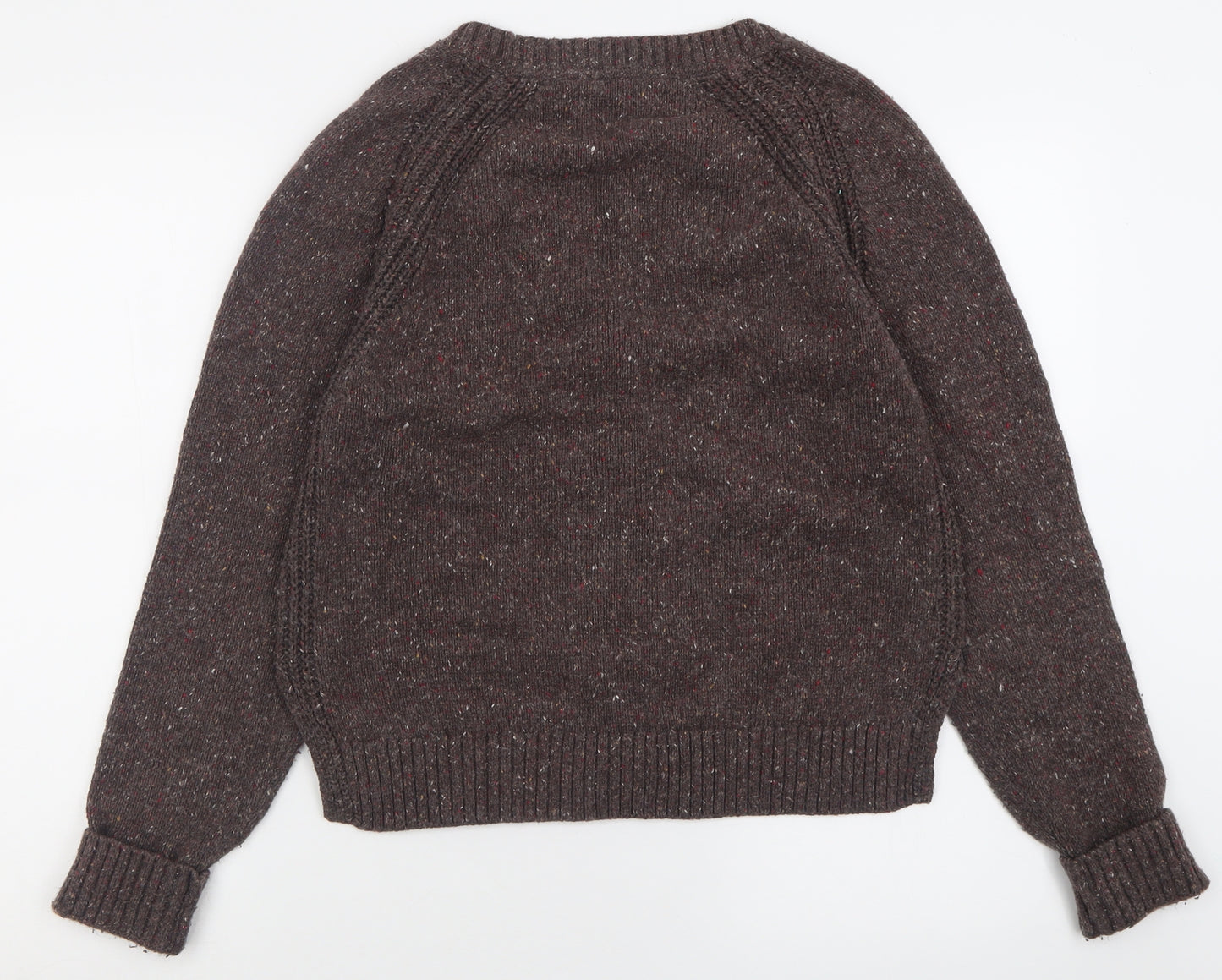 Fat Face Womens Brown V-Neck  Acrylic Cardigan Jumper Size 12