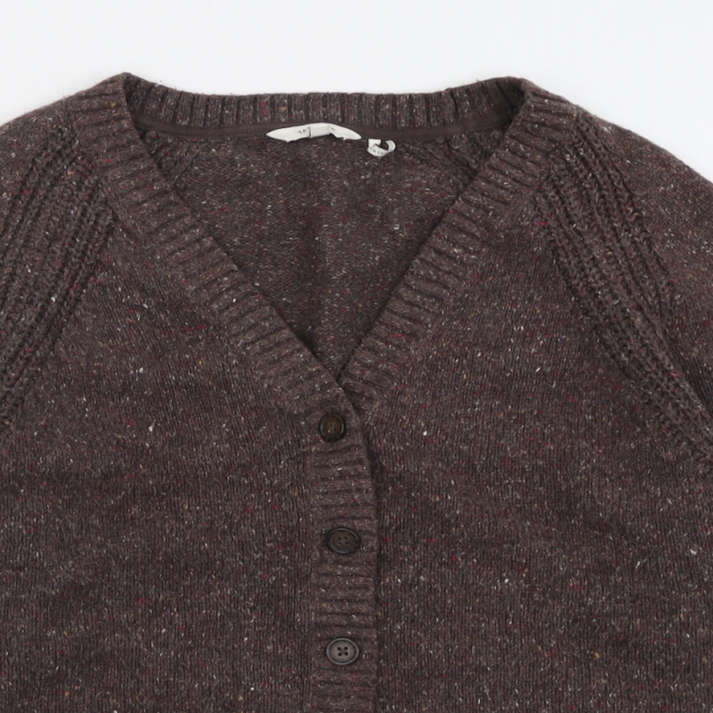 Fat Face Womens Brown V-Neck  Acrylic Cardigan Jumper Size 12