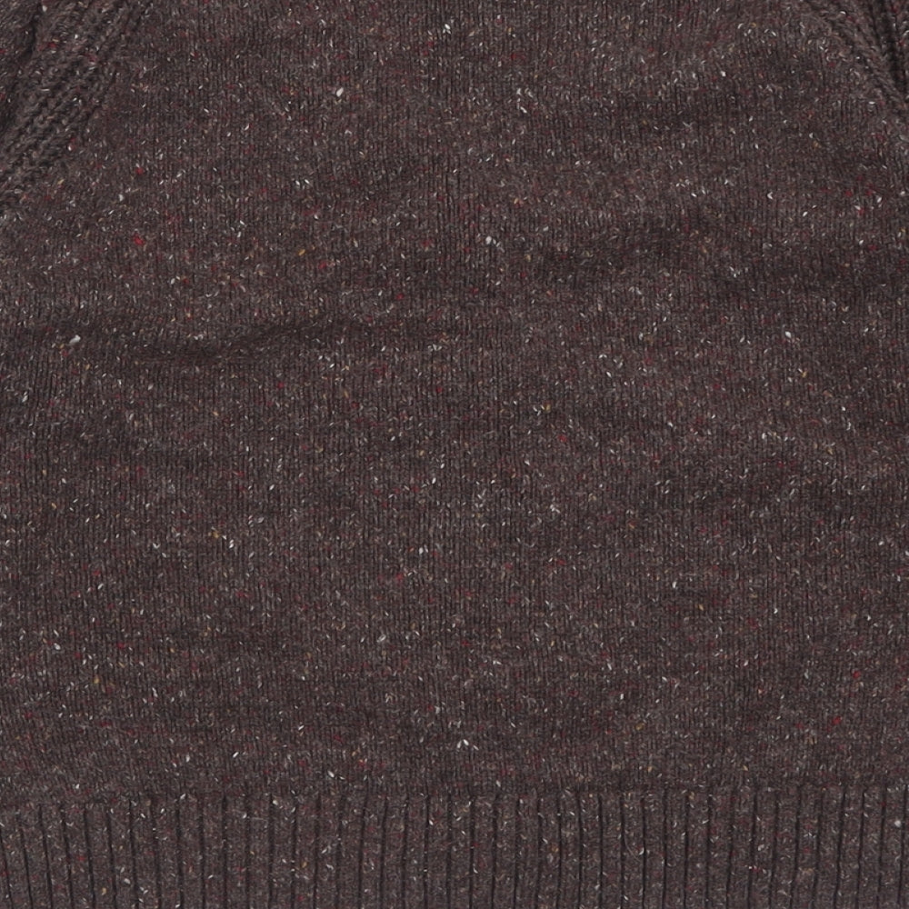 Fat Face Womens Brown V-Neck  Acrylic Cardigan Jumper Size 12