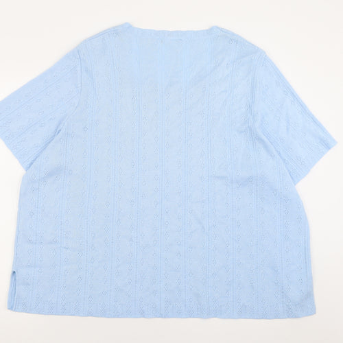 Daxon Womens Blue Square Neck  Acrylic Pullover Jumper Size 36