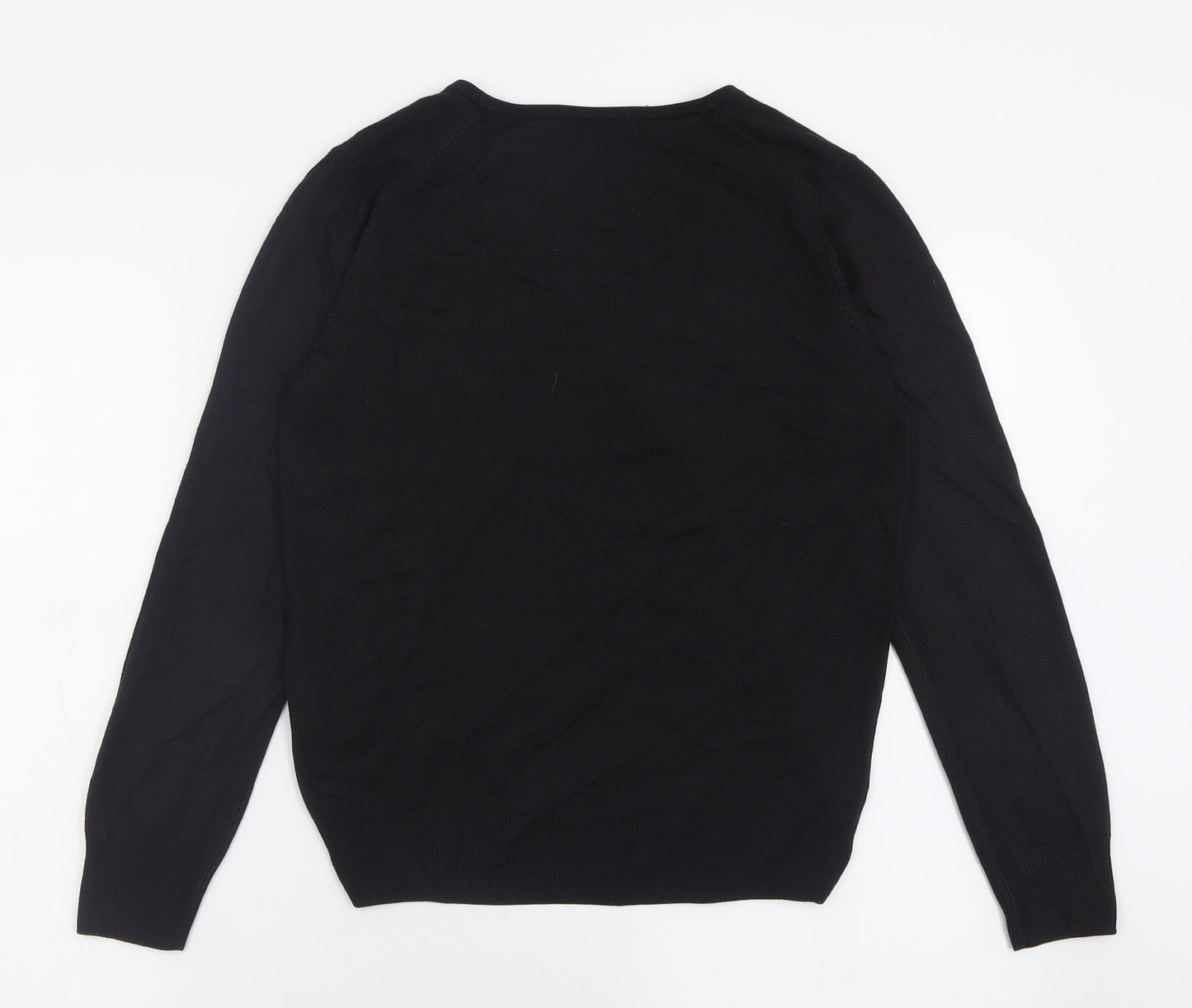 Marks and Spencer Womens Black V-Neck  Acrylic Pullover Jumper Size 8