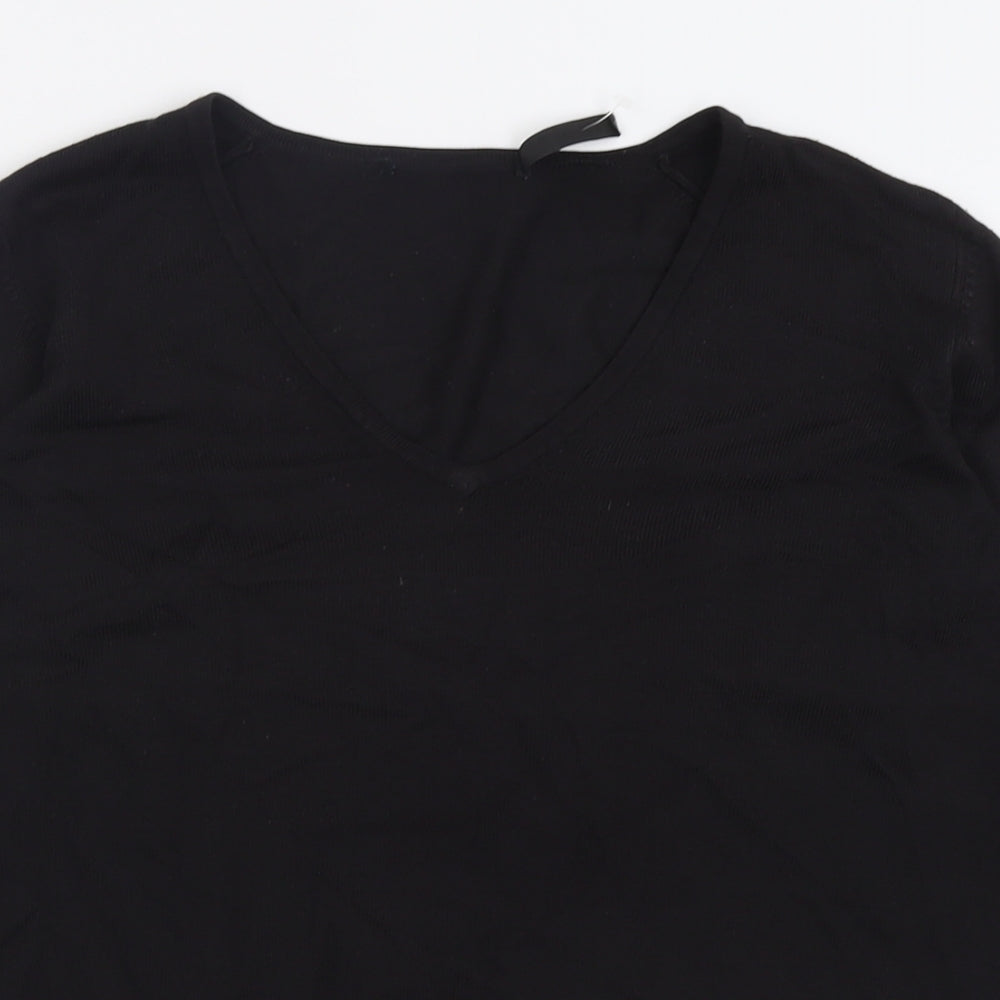 Marks and Spencer Womens Black V-Neck  Acrylic Pullover Jumper Size 8