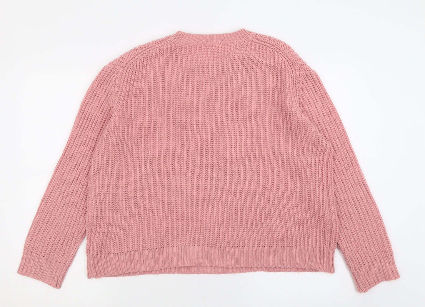 SheIn Womens Pink Crew Neck Floral Acrylic Pullover Jumper Size XL