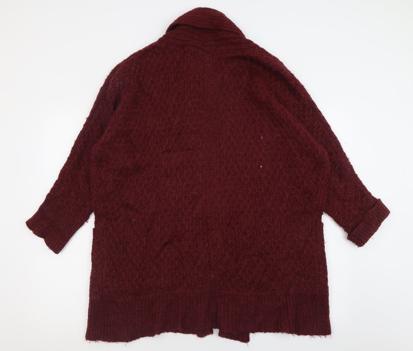 Papaya Womens Red V-Neck  Acrylic Cardigan Jumper Size M