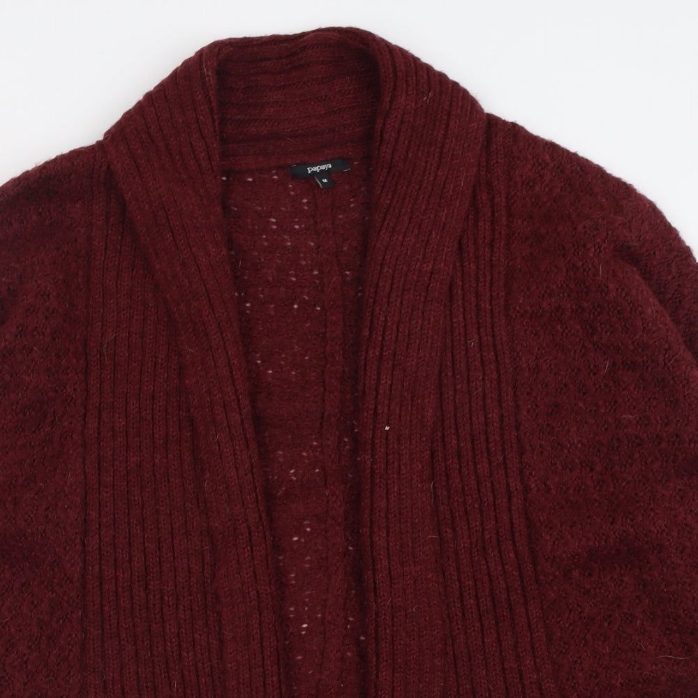 Papaya Womens Red V-Neck  Acrylic Cardigan Jumper Size M