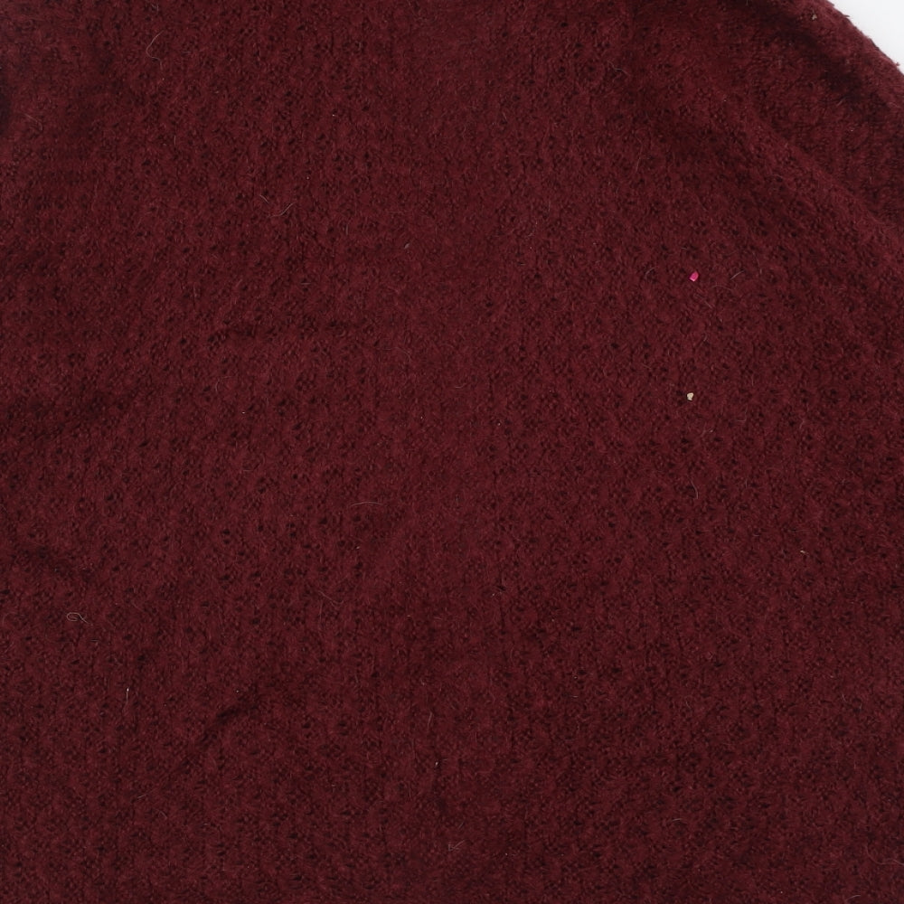 Papaya Womens Red V-Neck  Acrylic Cardigan Jumper Size M