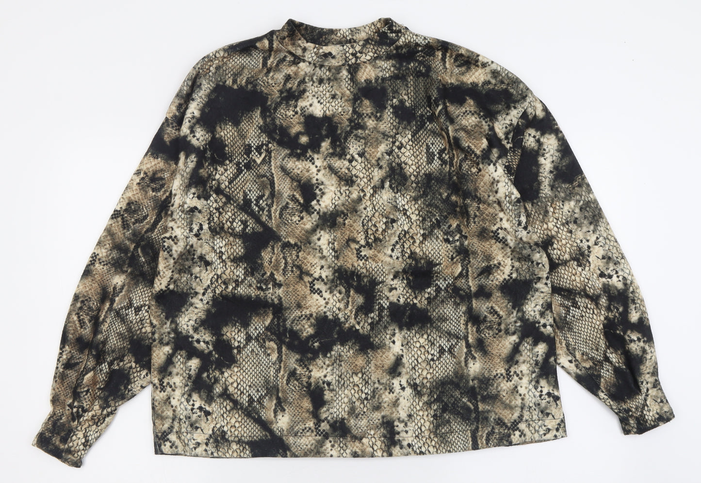 Stradivarius Womens Brown Crew Neck Animal Print Polyester Pullover Jumper Size S