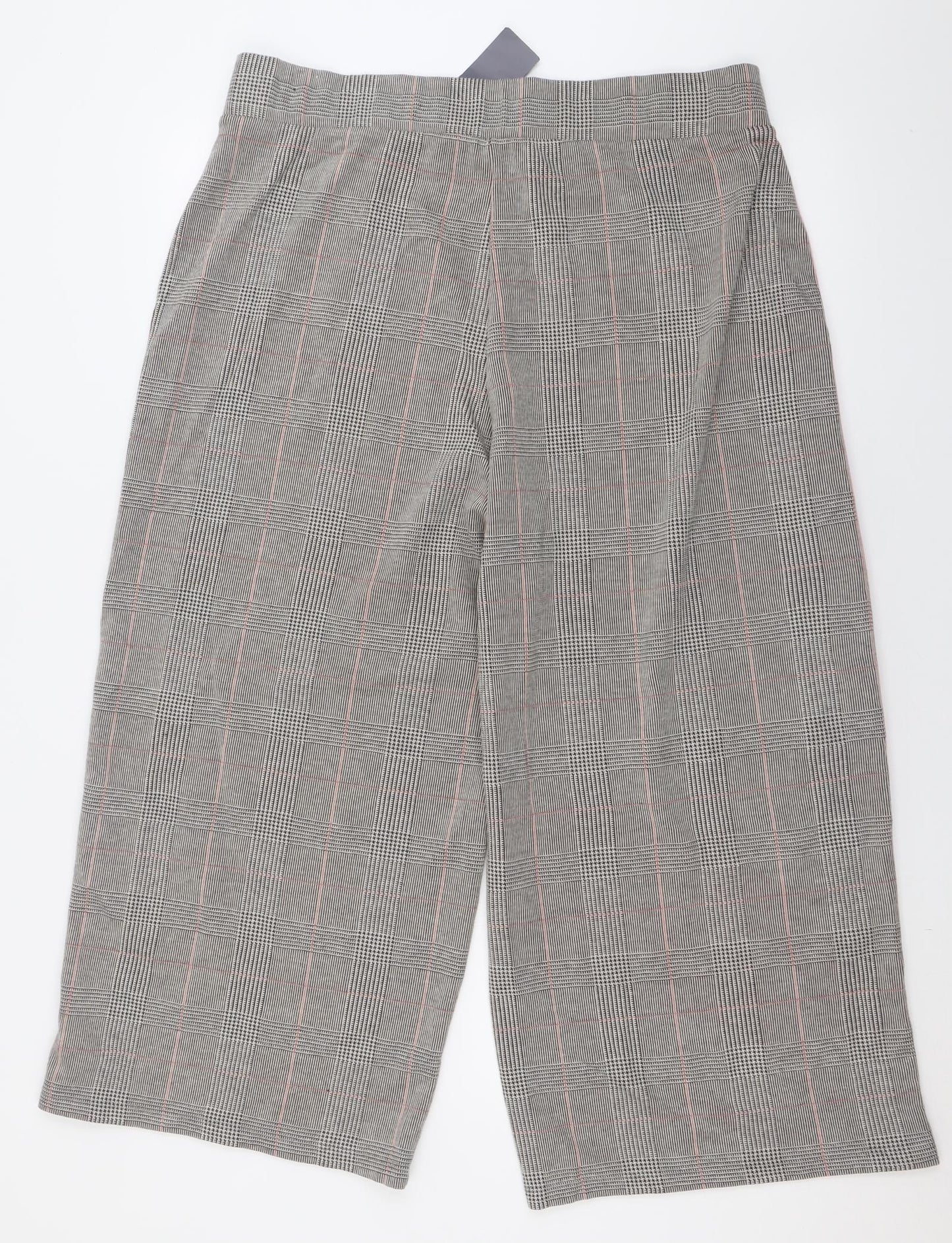 Marks and Spencer Womens Grey Check Polyester Trousers  Size 18 L26 in Regular
