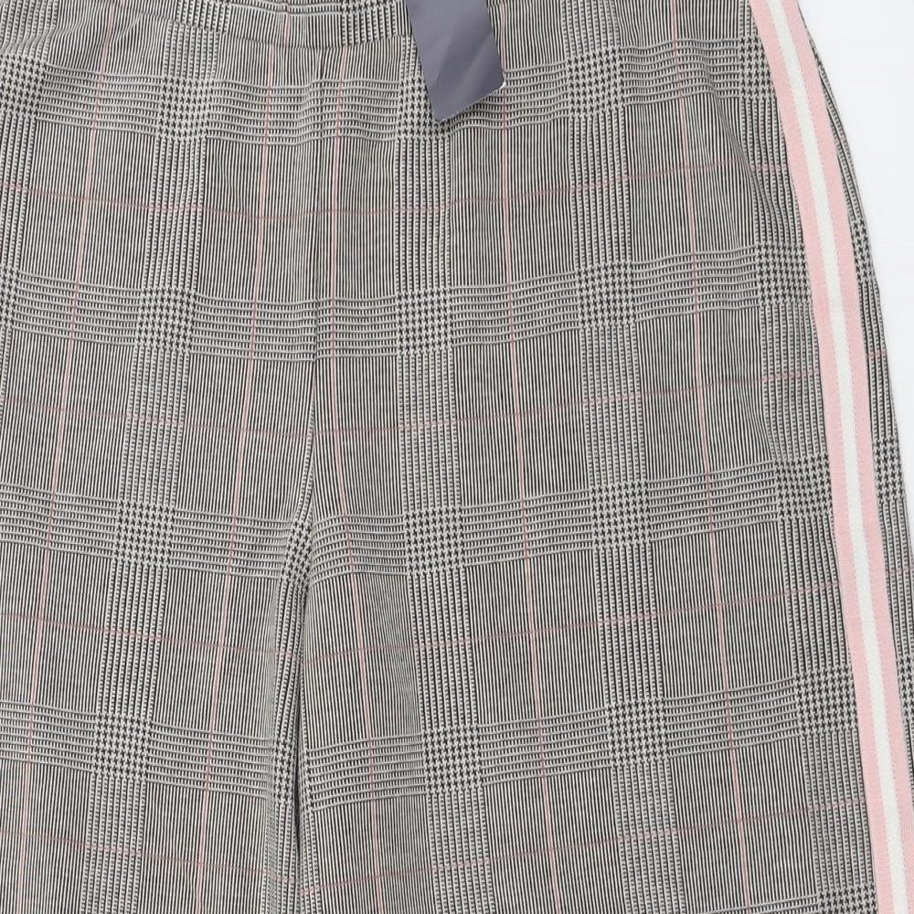 Marks and Spencer Womens Grey Check Polyester Trousers  Size 18 L26 in Regular