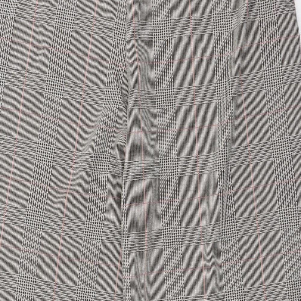 Marks and Spencer Womens Grey Check Polyester Trousers  Size 18 L26 in Regular