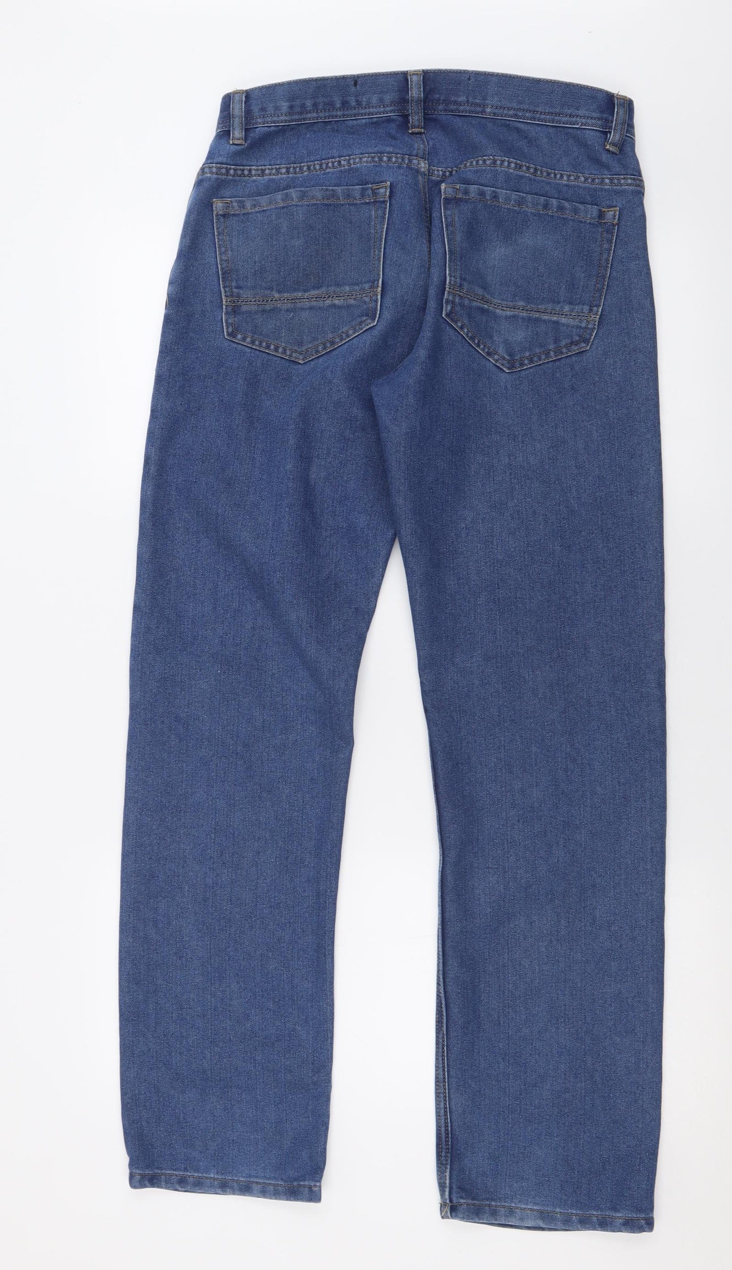 Denim & Co. Mens Blue  Cotton Straight Jeans Size 30 L30 in Regular Button