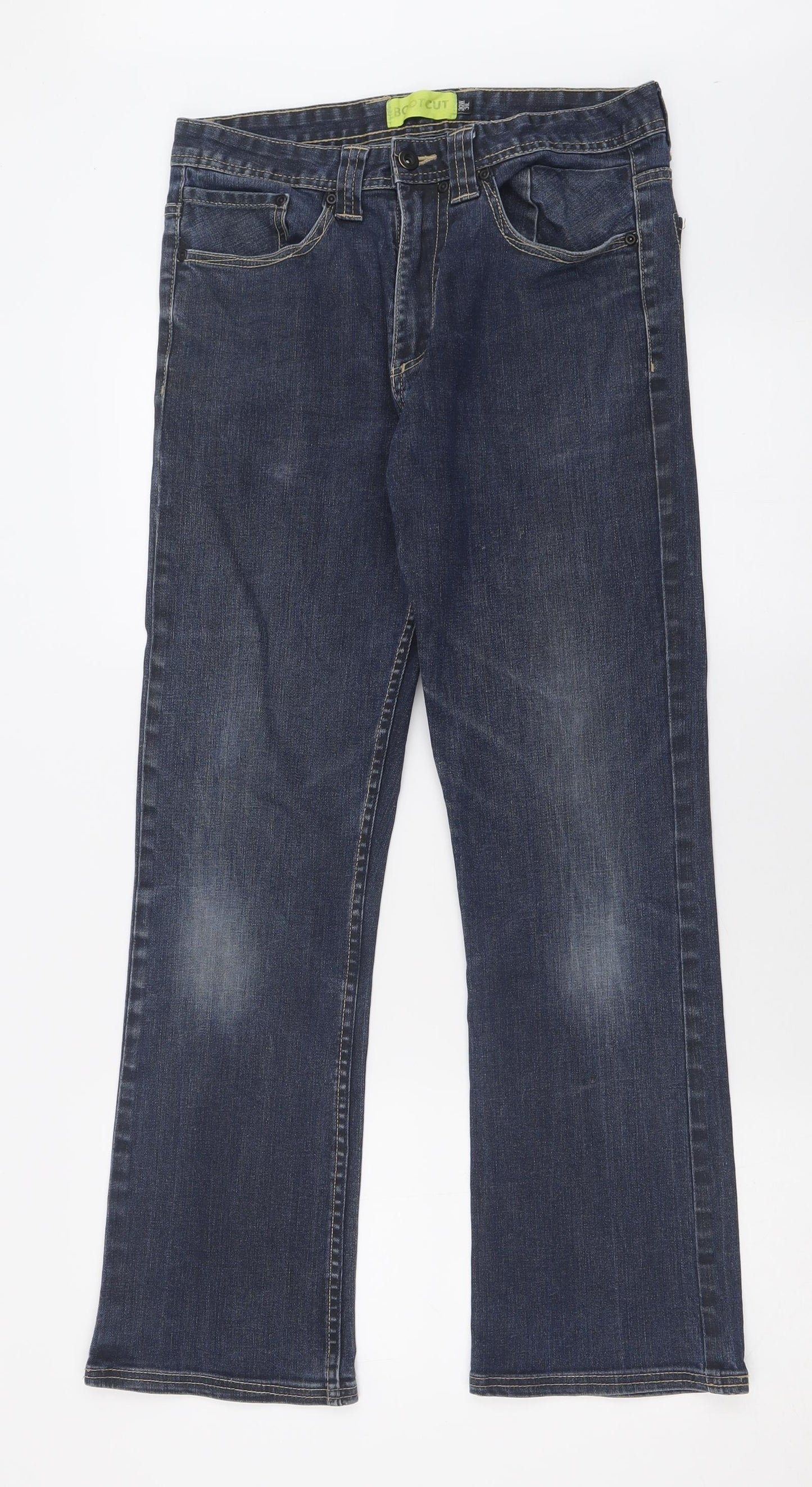 George Mens Blue  Cotton Bootcut Jeans Size 30 in L31 in Regular Button