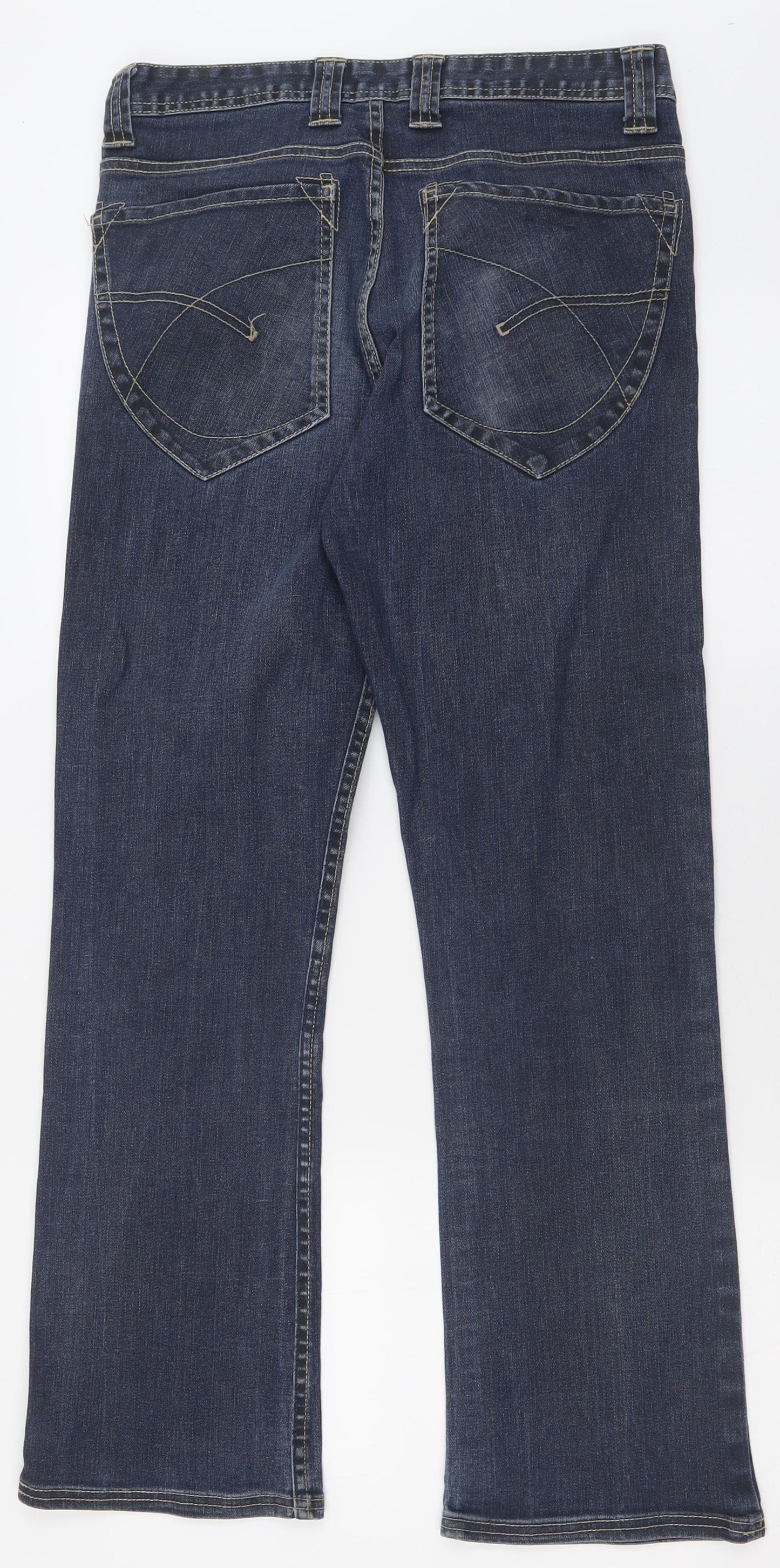 George Mens Blue  Cotton Bootcut Jeans Size 30 in L31 in Regular Button