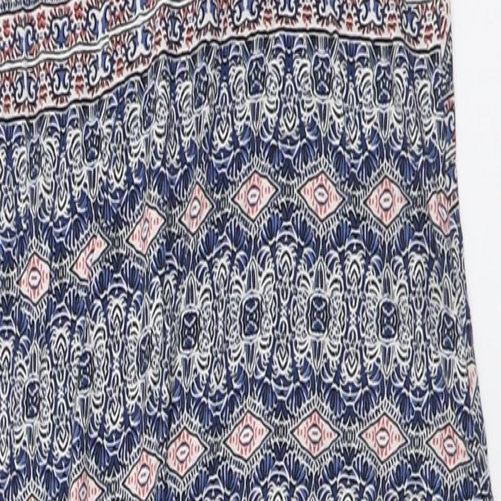 Atmosphere Womens Blue Geometric Viscose Bodycon  Size 10  V-Neck Pullover