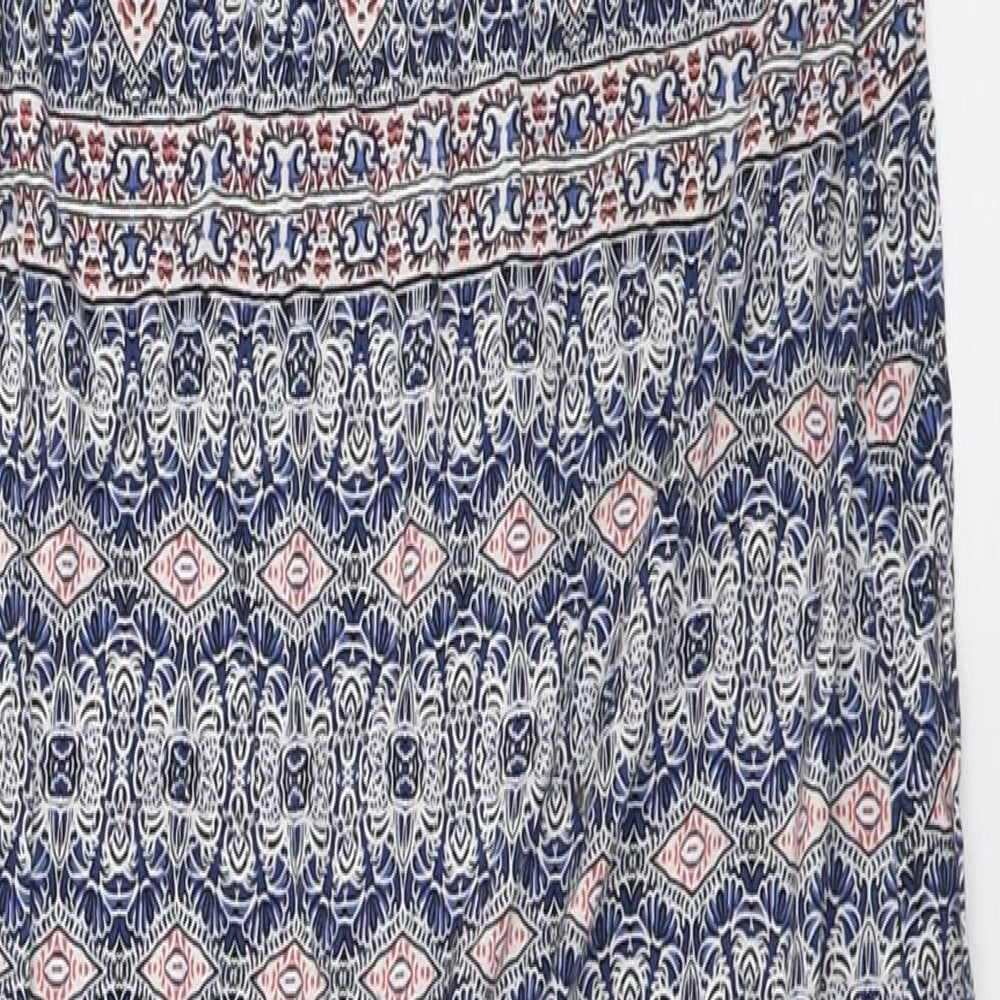 Atmosphere Womens Blue Geometric Viscose Bodycon  Size 10  V-Neck Pullover