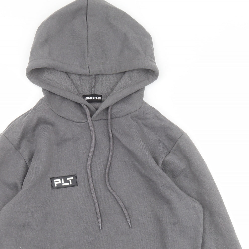 PRETTYLITTLETHING Womens Grey  Cotton Pullover Hoodie Size 6  Pullover