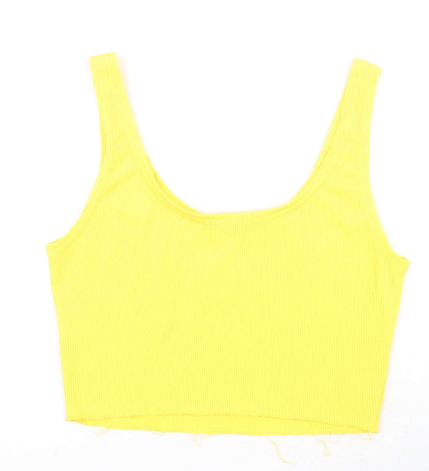 SheIn Womens Yellow  Polyester Cropped Tank Size L Round Neck - Cherry