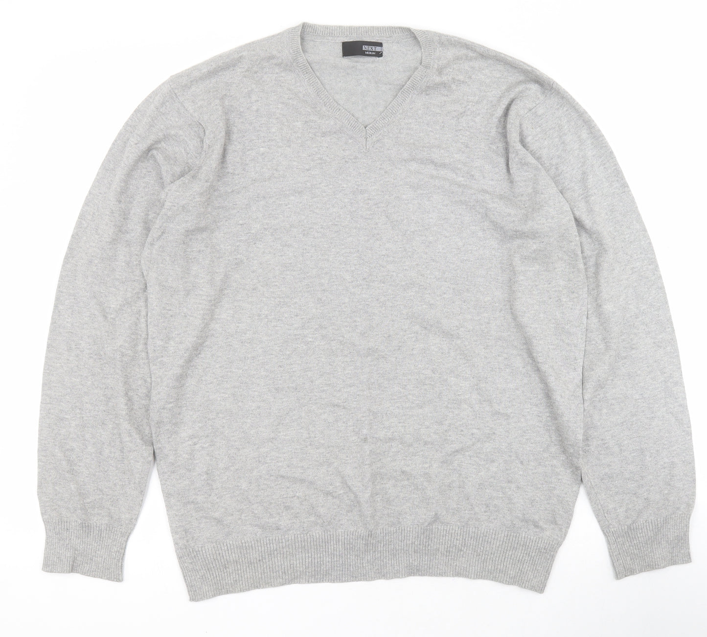 NEXT Mens Green V-Neck  Cotton Pullover Jumper Size M