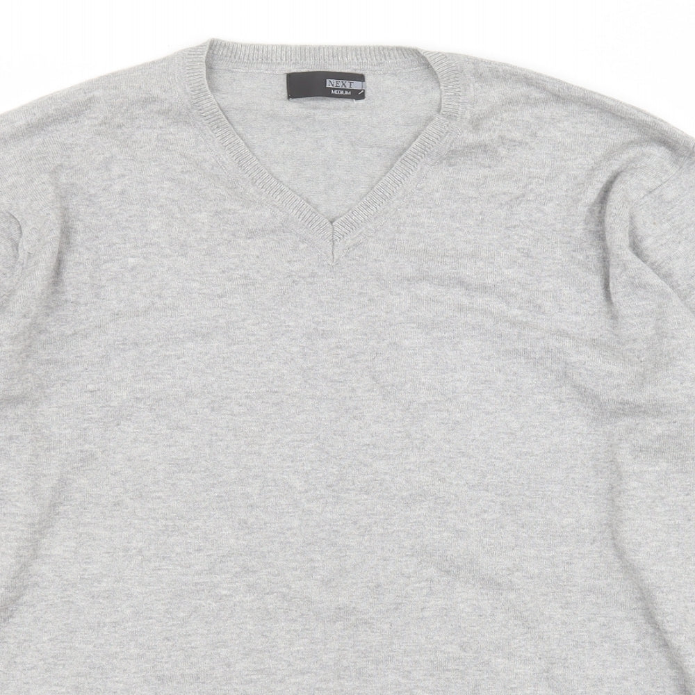 NEXT Mens Green V-Neck  Cotton Pullover Jumper Size M