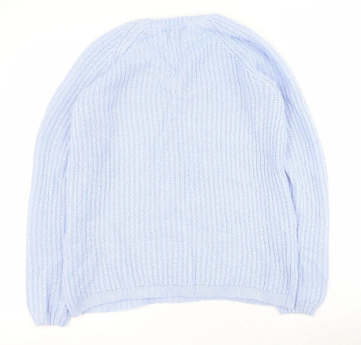 Papaya Womens Blue Round Neck  Acrylic Pullover Jumper Size S