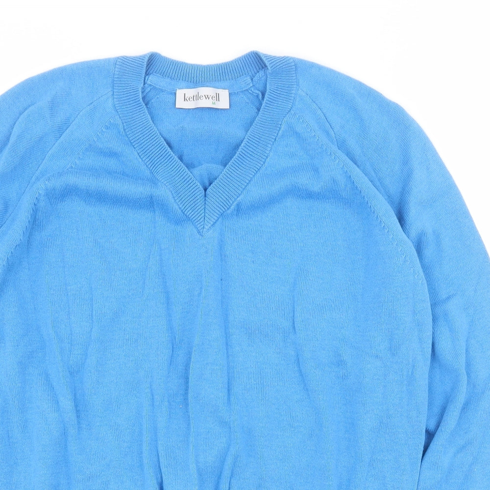 Kettlewell Womens Blue V-Neck  Cotton Pullover Jumper Size M