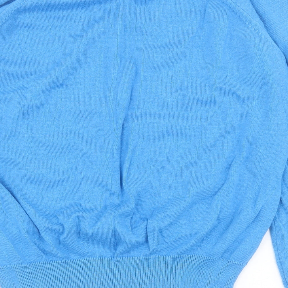 Kettlewell Womens Blue V-Neck  Cotton Pullover Jumper Size M