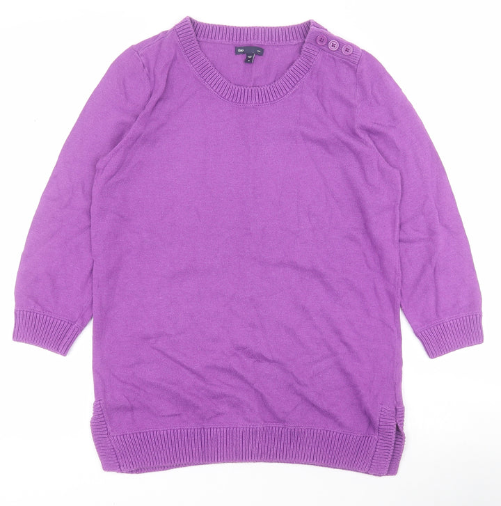 Gap Womens Purple Round Neck Cotton Henley Jumper Size M