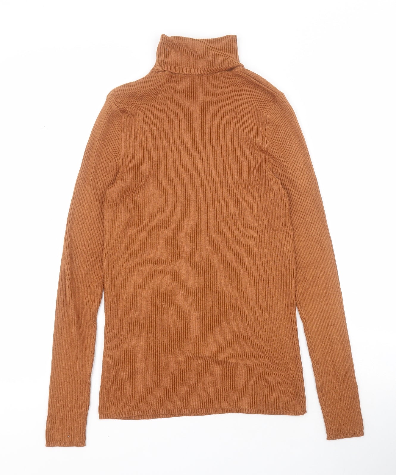 Marks and Spencer Womens Brown Roll Neck  Viscose Pullover Jumper Size 10   - Ribbed