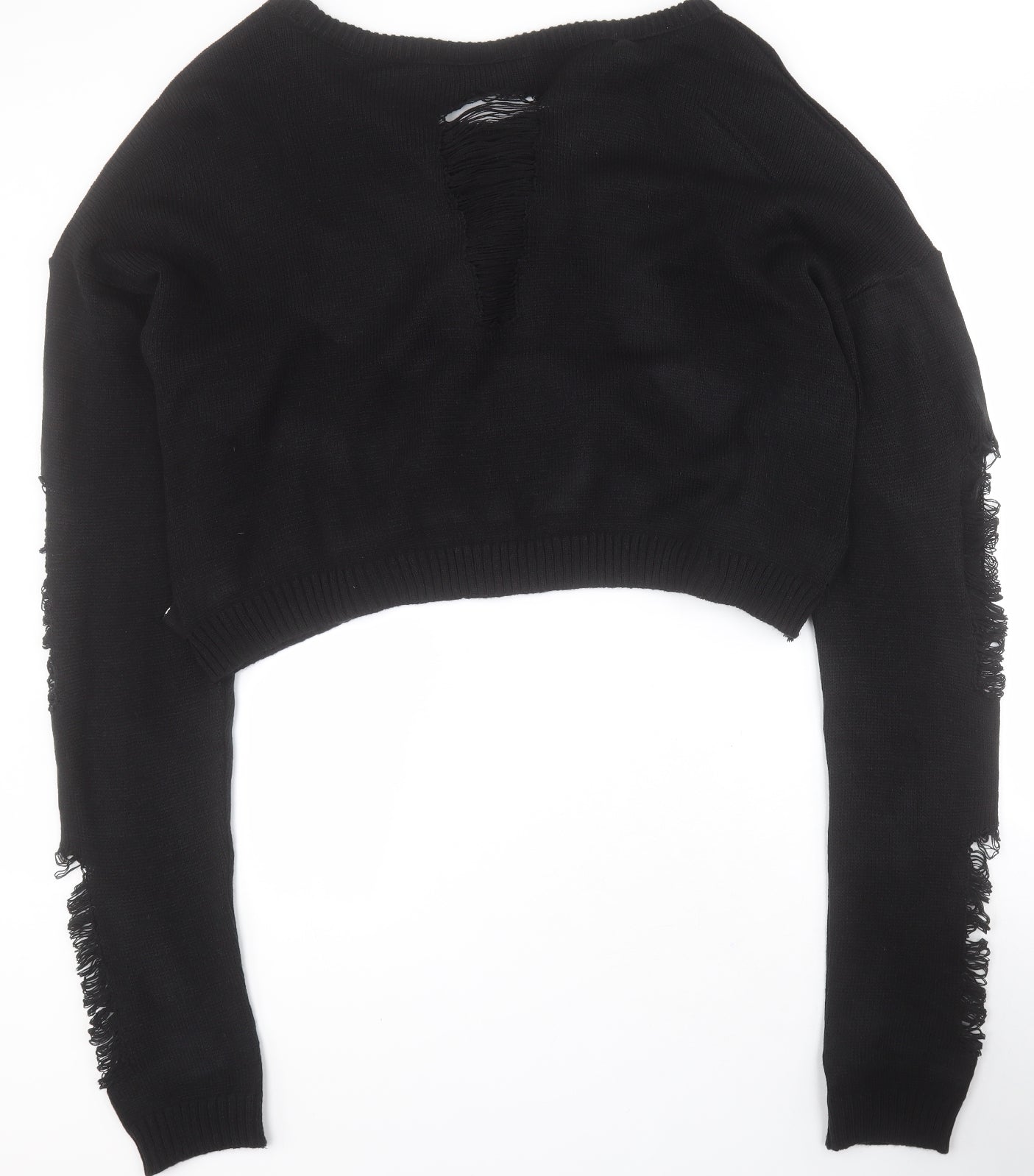 Heartless Womens Black Round Neck  Polyacrylate Fibre Pullover Jumper Size XL   - Cropped
