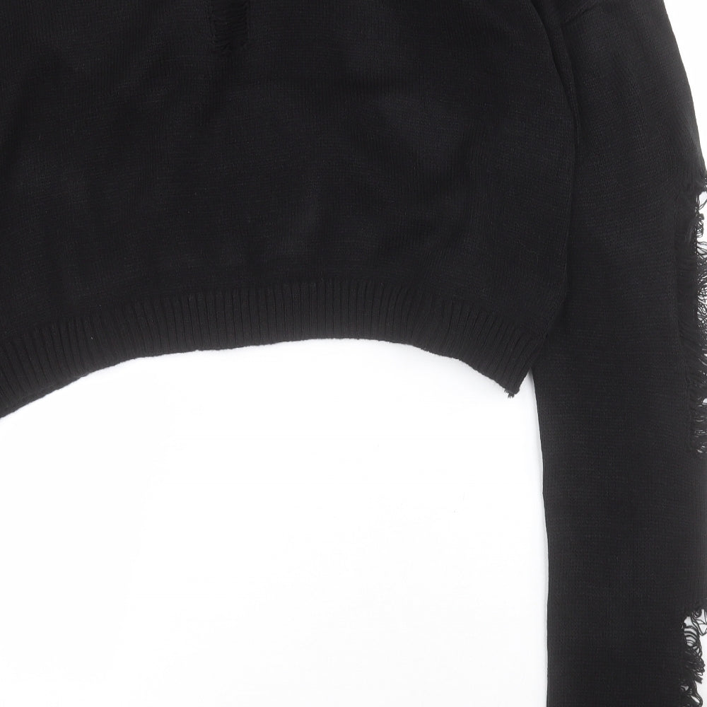 Heartless Womens Black Round Neck  Polyacrylate Fibre Pullover Jumper Size XL   - Cropped