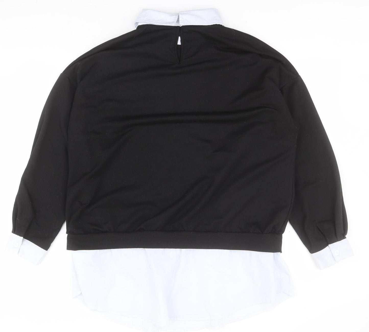 SheIn Womens Black Collared  Polyester Pullover Jumper Size L   - Shirt look