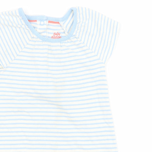 Baby Boden Baby Blue Striped Cotton T-Shirt Dress  Size 12-18 Months  Roll Neck Snap - Mouse